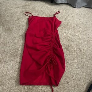 Red cinch homecoming party dress